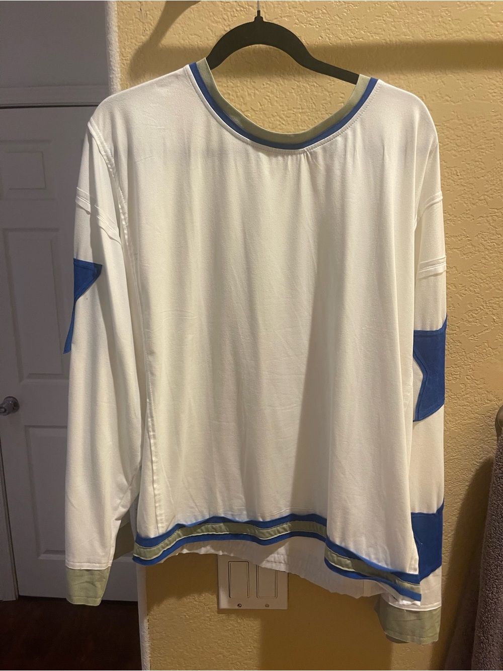 Amazon White Long-Sleeve with Blue Trim and Stars Free People Dupe